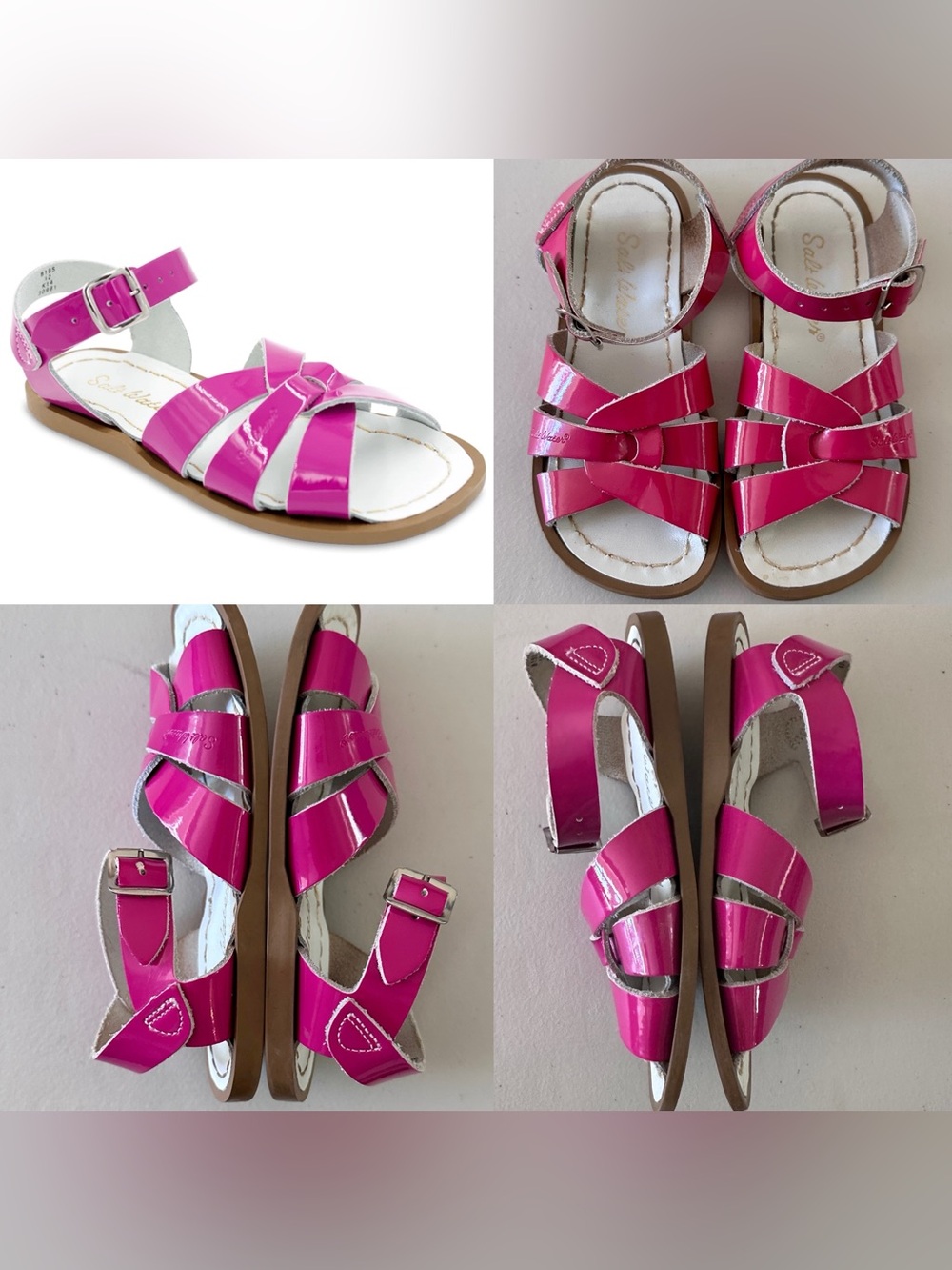 Salt Water Sandals The Original 800 Series Shiny Fushia pink Little Girl Size 10